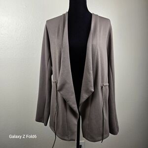 Recreation by Thread & Supply Oak Brown Draped Open Front Cardigan Jacket‎ L
